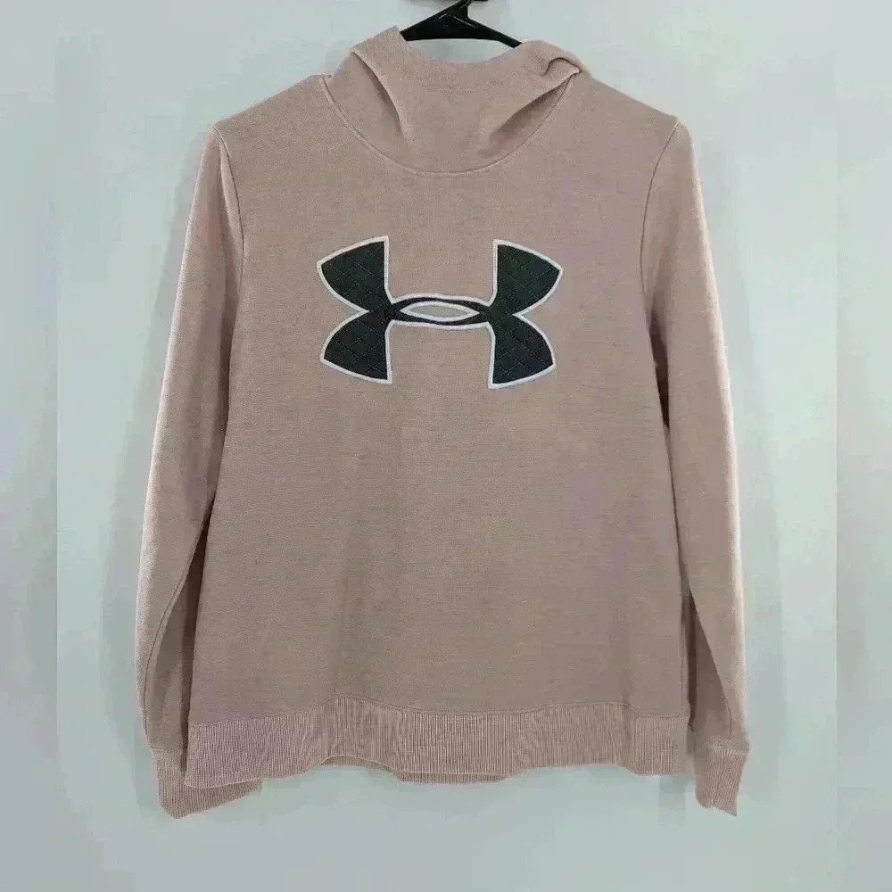 Under Armour Cold Gear Pink w/Gray Logo Loose LS Sweatshirt Hoodie Small